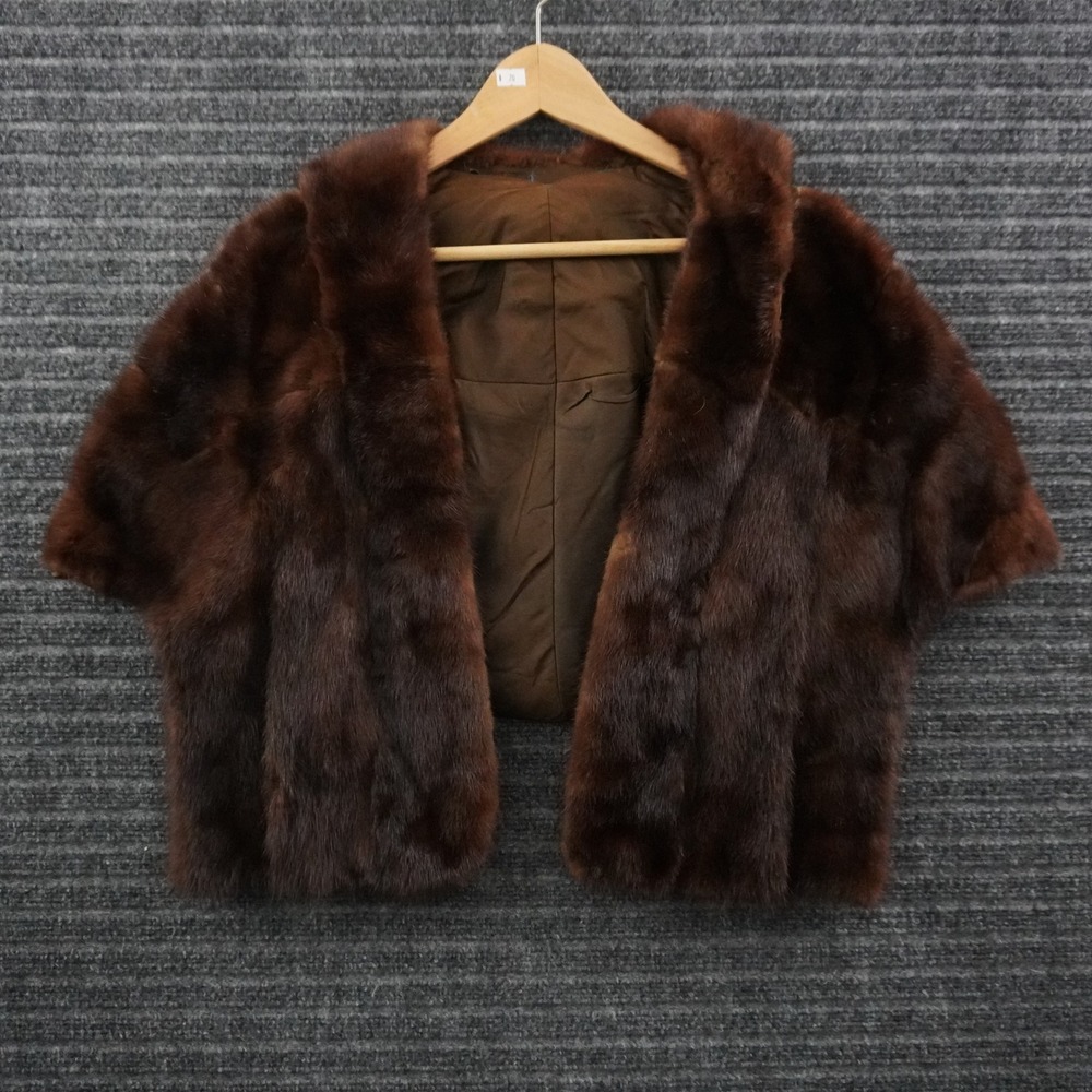 Vintage Fur Capelet Women One Size Brown Formal Evening Wrap